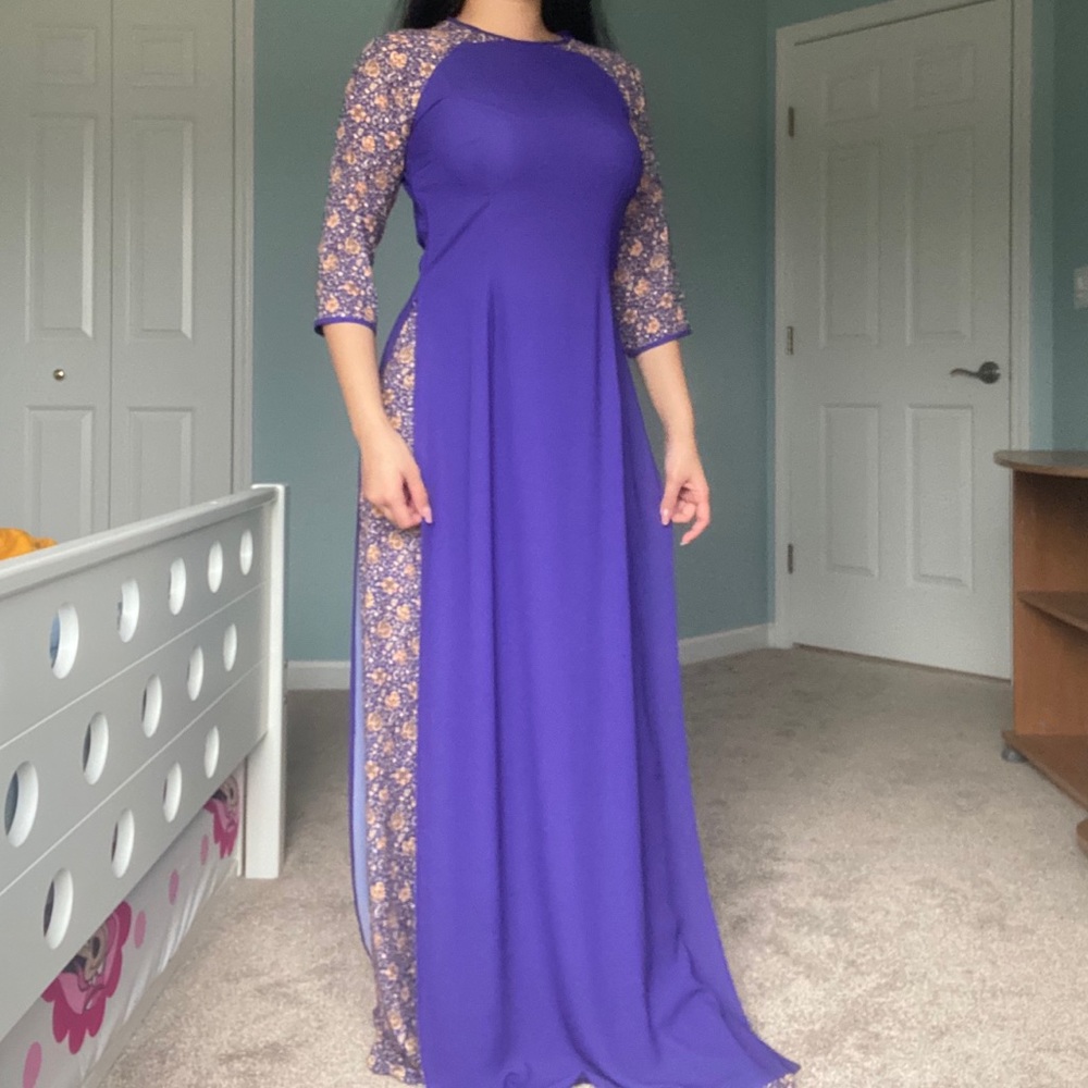vietnamese ao dai dress & pants floral formal gown